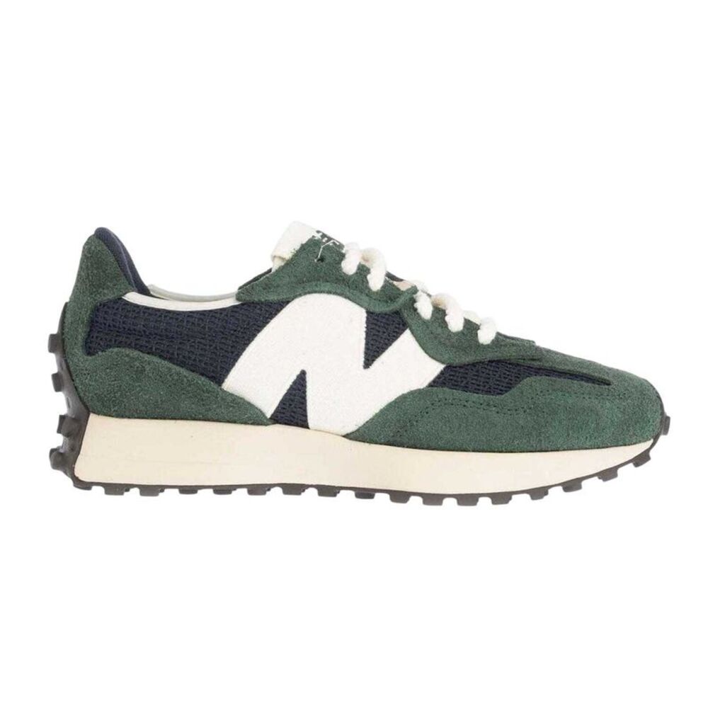 New Balance Mens 327 Suede Casual Wedge Sneakers / Green